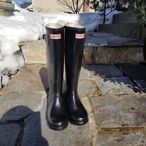 Hunter Extended Calf Tall Gloss Rain Boots Size 6 - Picture 10 of 13